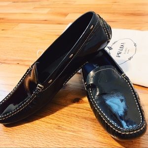 Authentic Prada Patent Loafer with Rubber sole